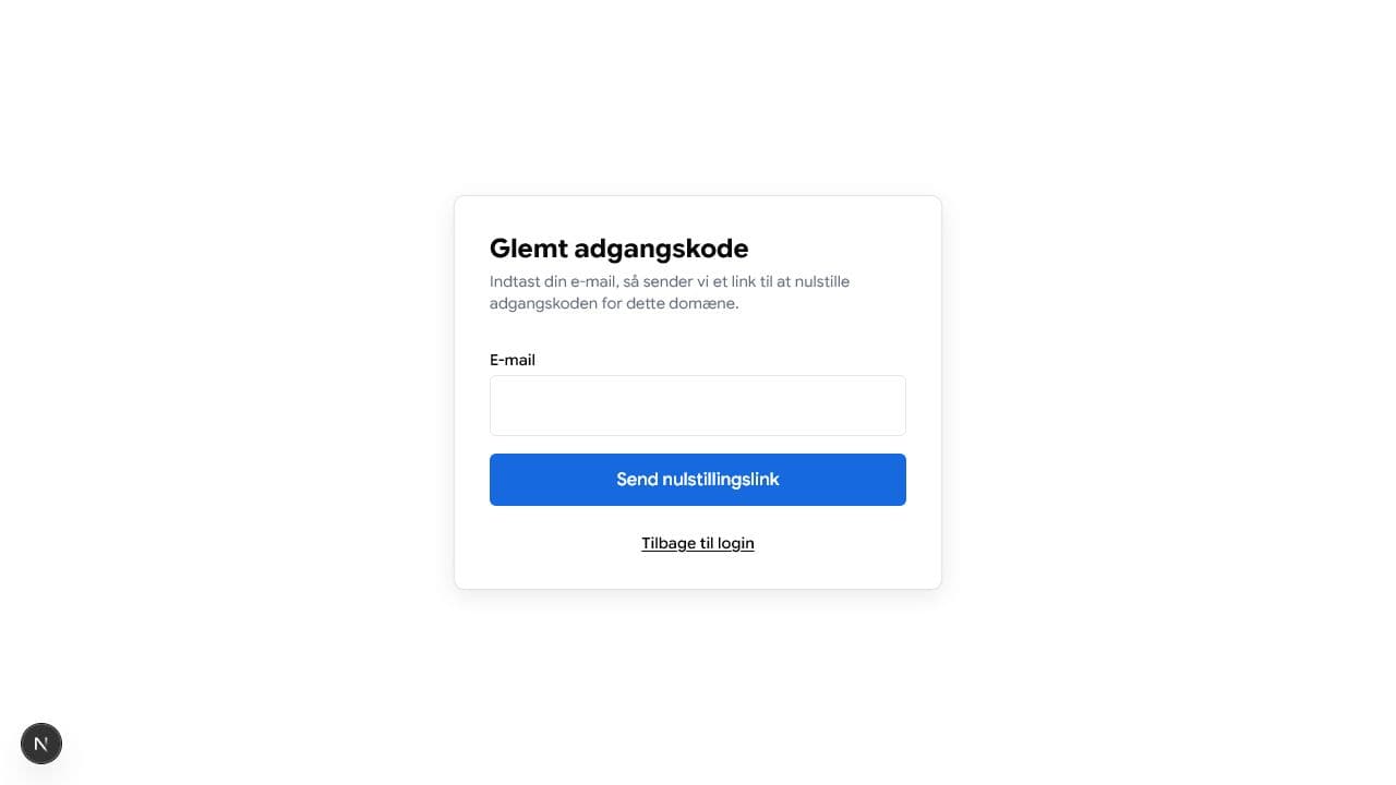 Formularz wysyłający link do zresetowania hasła