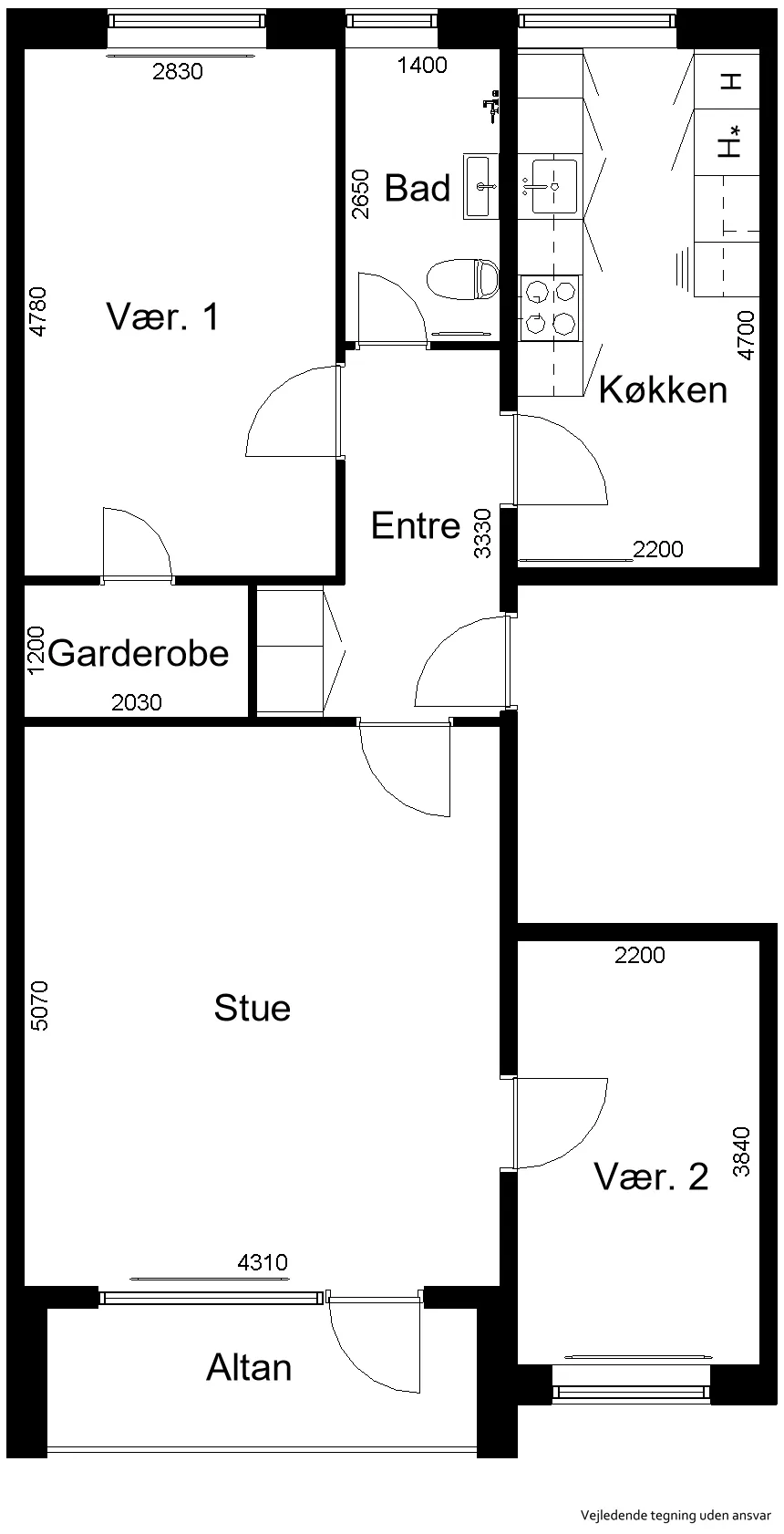 Jernbanegade 21 1. tv. · 3 vær. · 80 m² · Lejlighed